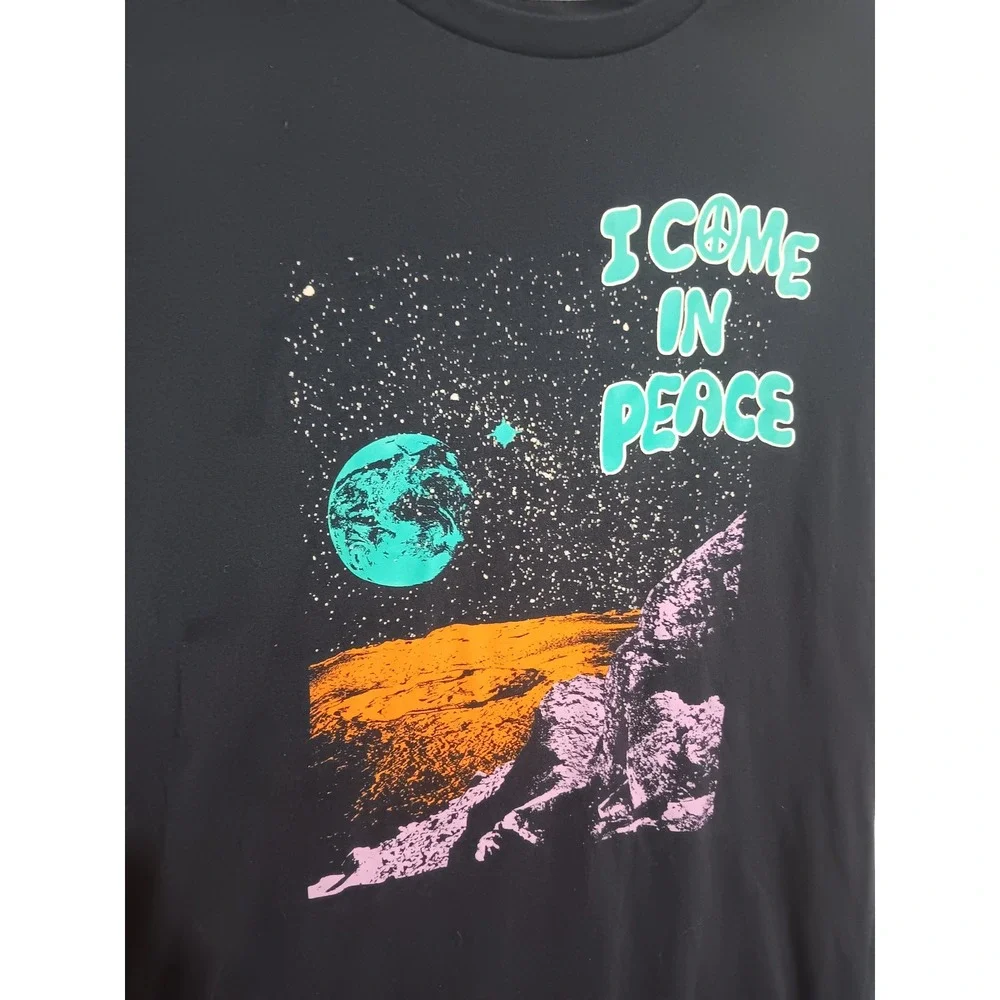 Old Navy Boys I Come In Peace Space Graphic Tee Navy Blue XXL 18 Short Sleeve